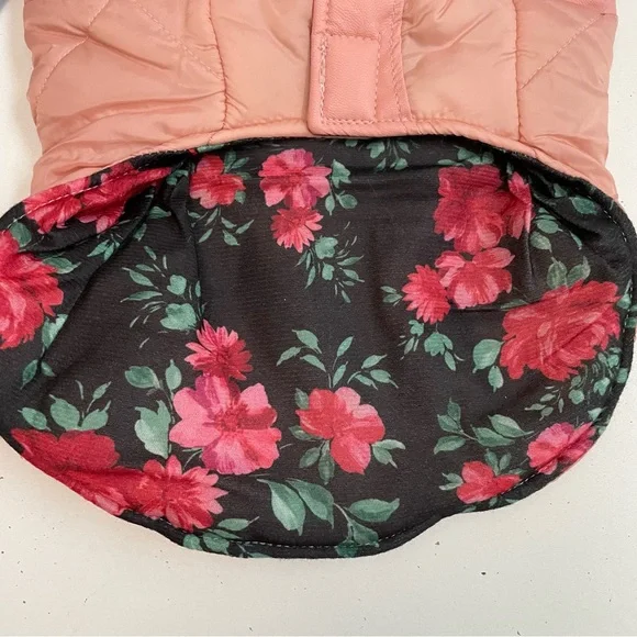 Youly Dog Pet Animal Outfit The Heir Puffer Vest Bow Reversible Floral Pink - Picture 3 of 9